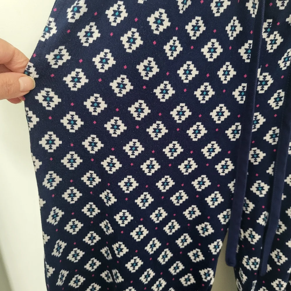 Cuddle‎ Duds 2 Piece Long Sleeve Pajama Lounge Set Blue Small Geometric